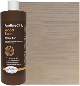 Furniture Clinic Wood Stain | White Ash | Water Based | Fast Drying, Low Odor, & Non-Toxic | for Indoor & Outdoor Furniture and More | Multiple Finishes | (17oz / 500ml)