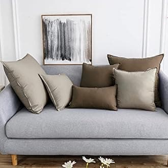 Jeanerlor 18"x18" Solid Cotton Linen Decoration Throw Pillow Case with Zipper Euro Sham Cushion Case Cool Pillow Cover Delicate Decorative Pillowcase for Chair/Bed/Couch,2 Packs, Khaki