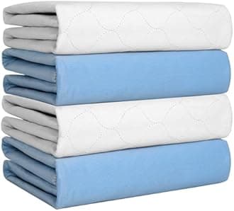 Ultra Soft Quilted Washable and Reusable Incontinence Bed Underpads, 34"X36" (4 Pack)