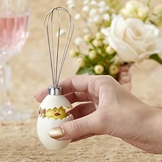 Kate Aspen Stainless-Steel Egg Whisk in Showcase Gift Box Baby Shower Favor, Silver/White