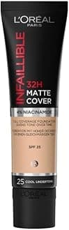 L'Oreal Paris Cover Liquid Foundation, Infallible 24H Matte Cover, Shade 25, 30ML