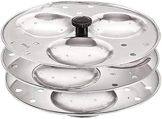 Stainless Steel Non-Stick Idli Plates Idli Maker| Idli Stand with Holes for Pressure Cooker, 3 Plate