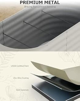 Patio Lawn 8x4x2ft Raised Garden Bed,Galvanized Raised Planter Boxes Outdoor with Easy Assembly, Large Garden Bed for Vegetables, Fruits, Flower,Raised Garden Bed,Beige