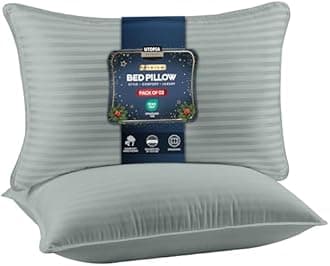 Utopia Bedding Bed Pillows for Sleeping Standard Size (Light Grey), Set of 2, Down Alternative Pillow for Sleeping, Cooling Hotel Quality Pillow Set for Back, Stomach or Side Sleepers