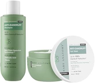 Bare Anatomy Anti Dandruff Shampoo + Conditioner Mask | Reduces Upto 100% Dandruff & Strengthens Hair | With Salicylic Acid & Biotin | Paraben & Sulphate Free | Women & Men | 250ml + 250g