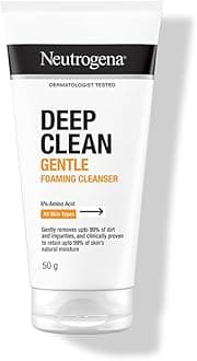 New & upgraded Neutrogena Deep Clean Foaming Cleanser | Hydrating, non drying | Gentle Formula | Skin pH Friendly | for Men & Women | Normal to Oily sensitive skin | Anti pollution facewash, removes PM 2.5 | Daily Cleansing | 50g