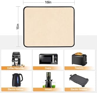 Heat Resistant Mat for Air Fryer, 15 x 18in Heat Resistant Mat for Countertop, Fireproof Silicone Countertop Protector Appliance Slider for Air Fryer, Coffee Maker, Toaster, Oven - Khaki
