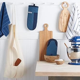 KitchenAid Beacon Two-Tone Non-Slip Oven Mitt Set, Navy/Ink, 5.75"x13", 2 Piece