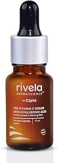 Rivela Dermascience By Cipla 10% Vitamin C Face Serum For Bright & Glowing Skin | Anti Ageing Formula With Hyaluronic Acid | For All Skin Types | 10ml