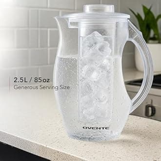 Ovente PIA0852C Fruit Infusion Pitcher, 2.5 Liter, BPA-Free Plastic, Clear