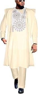 HD African Mens Clothing Traditional Wedding Attire Embroidery Agbada Boubou Caftan Nigerian Male Clothes Set