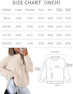 Trendy Queen Women's Oversized Cable Knit Crewneck Sweaters
