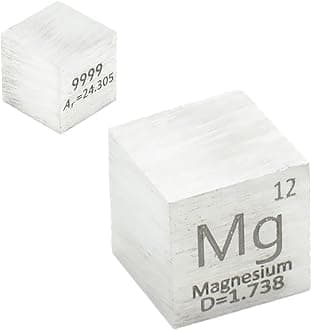0.39" Element Cube Pure 10mm Density Cube for Element Collection Periodic Table Hunter, and More (0.39", Magnesium)