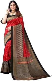 Satrani Women's Banarasi Silk Blend Saree (2680S207N_Red & Gold), Red & Gold, One Size