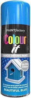 3x Blue Gloss All Purpose Aerosol Spray Paint 250ml Quick Drying Spray, Fast Dry and Excellent Coverage for Metal, Wood, Plastic and More by Diva Gift