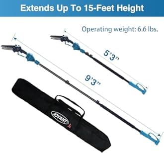 Electric Pole saw, Cordless Pole Saw Battery Powered, Pole Chainsaws for Tree Trimming, 15Ft Reach Power Pole Saws with 2*MAX Batteries