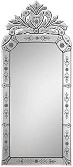 VENETIAN IMAGE Venetian Vertical Designer Mirror for Living Room Hall Mirror | Silver| 53.1L x 23.6W Inch