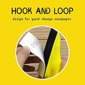 3.5” x 1” Detail Sander Kit Mini Hook & Loop Hand Sanding Block + 50 Pack Sandpaper 10 Each of 80 120 180 240 400 Grit for Wood Work Finishing Tight Spaces Narrow Corner Polishing DIY Project