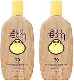 Sun BumOriginal SPF 70 Sunscreen Lotion | Vegan and Hawaii 104 Act Compliant (Octinoxate & Oxybenzone Free) Broad Spectrum Moisturizing UVA/UVB Sunscreen with Vitamin E | 8 oz (Pack of 2)