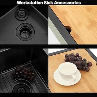 LQS Black Stainless Steel Undermount Bar Sink, 15" x 17" Small Wet Bar Sink and RV Kitchen Sink Workstation, 16 Gauge Stainless Steel Kitchen Sink with Abundant Accessories For RV, Outdoor, Coffee Bar