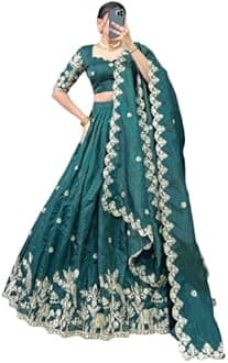 KrishuEthnics Designer Bridal Lehenga Choli Set with Embroidered Border, Traditional PartyWear Collection