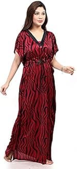 G4Girl Women's Silk Geometric Print Maxi Kaftan Night Gown (Pack of 2)