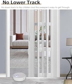 Concertina Door PVC & Acrylic Internal Foldable Gate - Custom Size, Accordion Door for Cupboard/Kitchen, Hallway Pantry Doorway Sliding Door with Handle(Gray,26x80in(66x203cm))