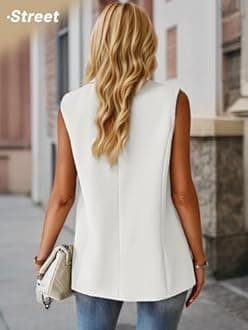 Mina Self 2026 Spring Women's Sleeveless Vest Tops - Fully Lined Lightweight Trendy Casual Work Office Blazer With Pockets