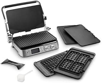 De'Longhi CGH1030D Livenza All-Day Grill, Griddle and Waffle Maker Silver Large