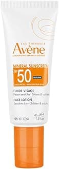 Avène Mineral Sunscreen SPF 50 Face Lotion, fast absorbing, 100% Mineral Sunscreen, Protects against UV, pollution + bluelight, With with Zinc Oxide + Bisabolol, 80 minute water resistance 1.3 oz