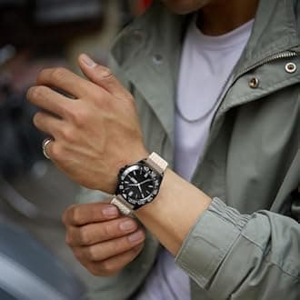 WOCCI 18mm Braided Nylon Watch Band for Men and Women, Quick Release, Golden Stainless Steel Buckle (Starlight)