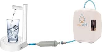 HID SIPS Water Dispenser Mini Fridge, 0.1-Micron Filtration, for Bedroom Nightstand Desktop Office, 1x HID SIPS 4L Dispenser Mini Fridge, 1x 200-Gallon Filter, 1x Dispenser (White)