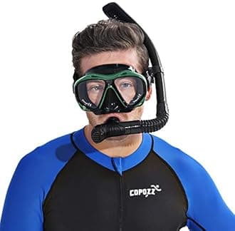 COPOZZ Scuba Mask, No Fogging Snorkeling Scuba Dive Glasses, Great Seal Free Diving Tempered Glass Mask Goggles (Transparent)