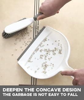 Dust Pan, Dustpan and Brush Set, Small Dust Pan and Brush Set, Hand Broom and Dustpan for Home, Handheld Angled Dust Pans and Brooms are Daily Cleaning Tools, 2 Pack Beige Brown