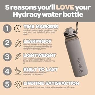 Hydracy Water Bottle with Time Marker -Large 32 oz BPA Free Water Bottle & No Sweat Sleeve -Leak Proof Gym Bottle with Fruit Infuser Strainer & Times to Drink -Ideal Gift for Fitness Sports & Outdoors
