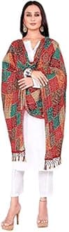 C&G INDIA Women Silk Bandhej Multi Colored Heavy Dupatta Chunni with Geecha Border Stole Scarves Multi (MultiColour-01, Free Size)