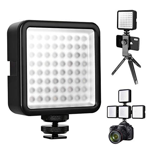 LED Camera Light - 64 LED 5600K Dimmable Video Light Ultra Bright Portable Lightweight Camera Camcorder Video Light Panel with Durable Hot Shoe Mount for Canon Nikon Camera DV Camcorder