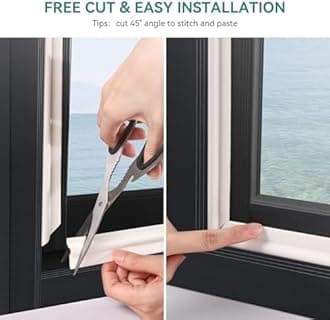 MOPMS Window Seal Strip Door Draft Stopper, Self Adhesive Weather Stripping for Window & Door Insulation, Soundproof Cuttable Door Sweep 32.8 Ft (5 Pcs x 6.56 Ft), White