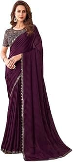 SIRILWomen's Self Woven, Lace Georgette Saree with Unstitched Blouse