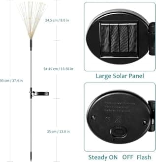 JJGoo Solar Firework Lights, 2 Pack 120 LEDs 2 Lighting Modes Solar Garden Lights Outdoor Waterproof for Yard Patio Walkway Pathway Party Wedding Christmas Decorative - Green and Purple