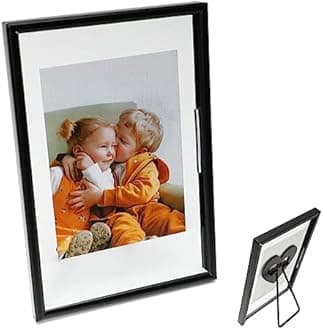AhaGo Floating Picture Frame (Black, 4"x6") , For Multiple Photo Sizes (3x5, 2x3,1x2),Vertical Adjustable Tabletop/Shelf Photo Frame with "Heart" Style , Classy Gift Choice for Festival, Home or Wedding Decoration
