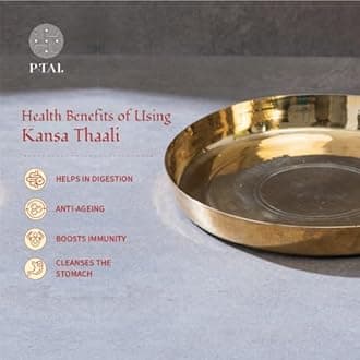Brass Thali 11" Pooja Thali/Serving Tableware 100% Pure Brass Plate Dinner Thali Set of 1