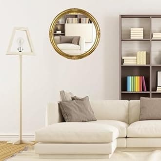 Funerom Vintage Decorative Wall Mirror Hanging Mirror Round (Gold 16 inch)