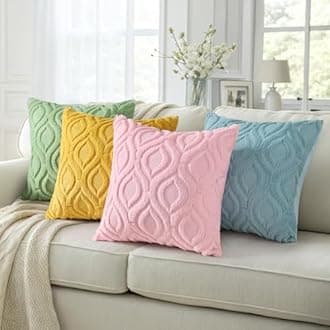 decorUhome Cozy Textured Euro Sham Throw Pillow Covers 22x22 Inch Set of 2, Soft Plush Faux Wool Aqua Accent Couch Pillow Covers for Modern Farmhouse Sofa Bed Living Room