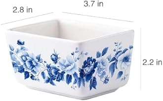 Sizikato Blue and White Porcelain Sugar Packet Holder Tea Bag Bowl, 5 Oz