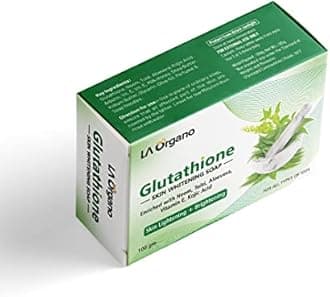 LA Organo Glutathione Neem & Tulsi Skin Whitening Soap for Skin Lightening & Brightening, Dark Spot and Dead Skin Cell Removal, Fairness Soap - All Skin Type (Pack of 3)