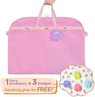 Univivi Costume Garment Bags for Dancers Foldable Dance Garment Bags with Pockets for Hanging Clothes, Pink, 2 Pack