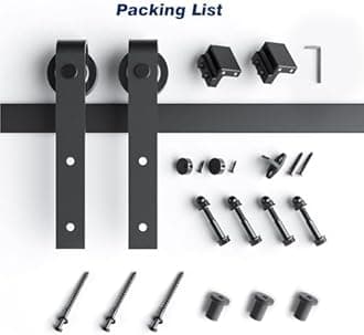 EaseLife 4 FT Sliding Barn Door Hardware Track Kit,Basic J Pulley,Slide Smoothly Quietly,Easy Install (4FT Track Kit for 24" Wide Single Door)