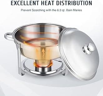 WILPREP Chafing Dish Buffet Set of 2, Round Stainless Steel Chafer and Food Warmer Kit with Food & Water Pans Lids Fuel Holders, 5qt Buffet Serving Utensils for Restaurant Catering Parties Weddings