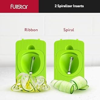 Fullstar Mandoline Slicer for Kitchen, Cheese Grater Vegetable Spiralizer and Veggie Slicer for Cooking & Meal Prep, Kitchen Gadgets Organizer & Safety Glove Included (11 in 1, Gray/Green)